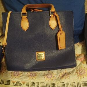 Dooney & Bourke Navy and Tan Shoulder Bag